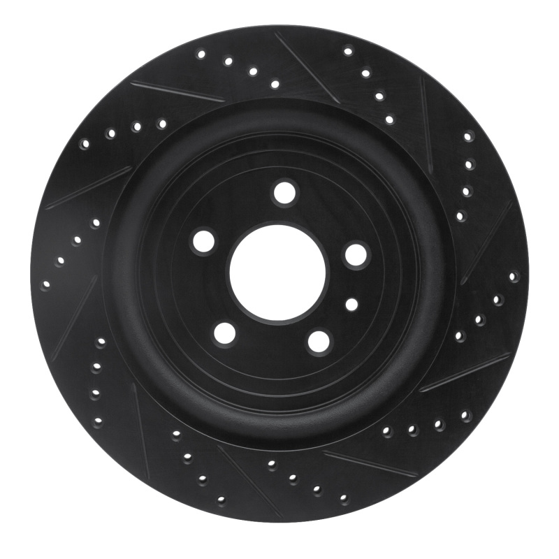 Ford Police Interceptor Sedan Brake Rotor (1) - Rear Left - R1 Concepts - Drilled & Slotted - Black - `13-`19